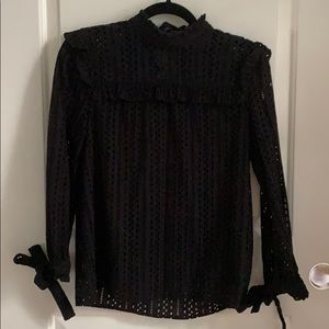 Madewell black eyelet blouse in size XS